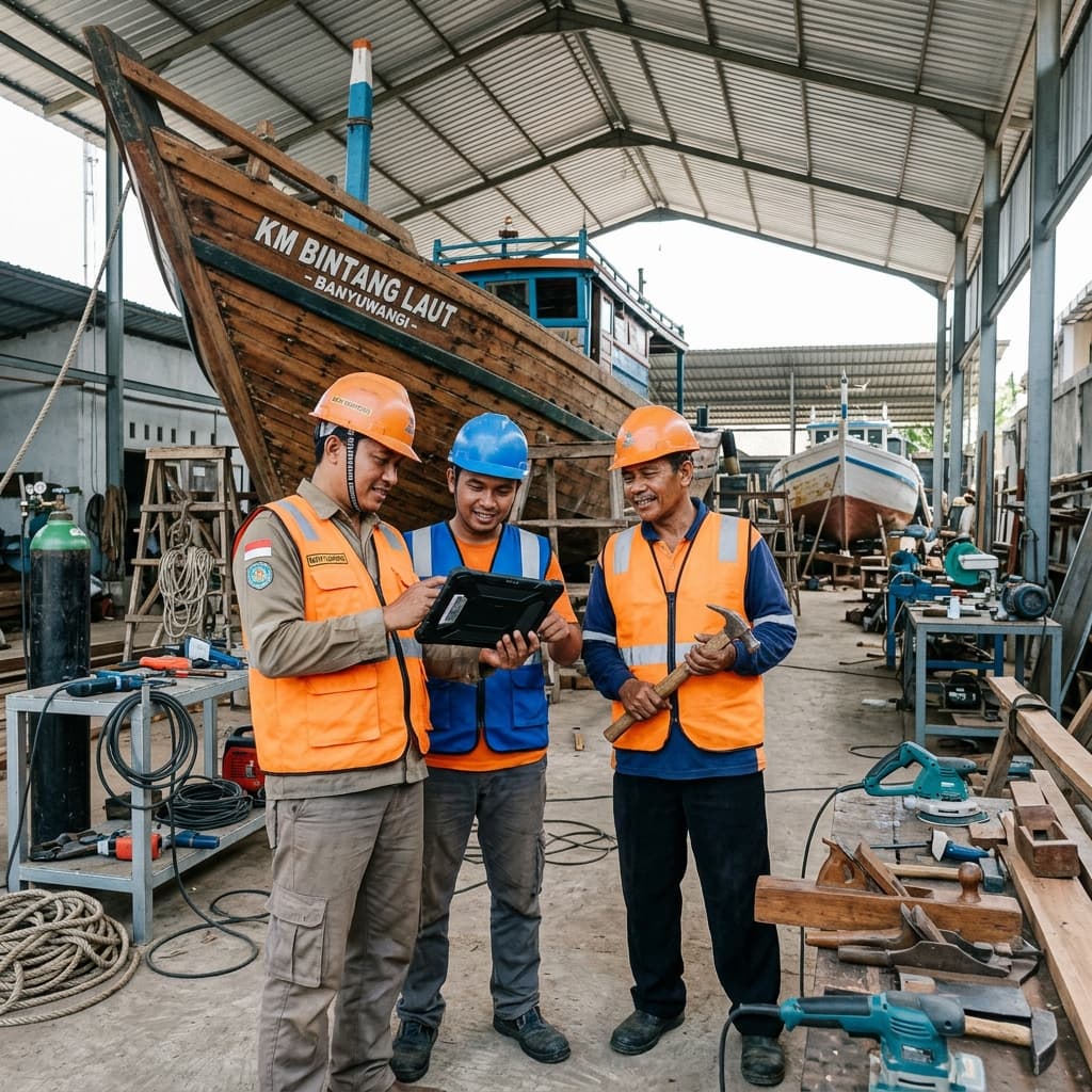 Tim teknisi bengkel kapal